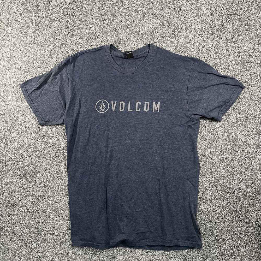 Volcom Mens Large Blue Logo Graphic T Shirt Short Sleeve Skate Surf